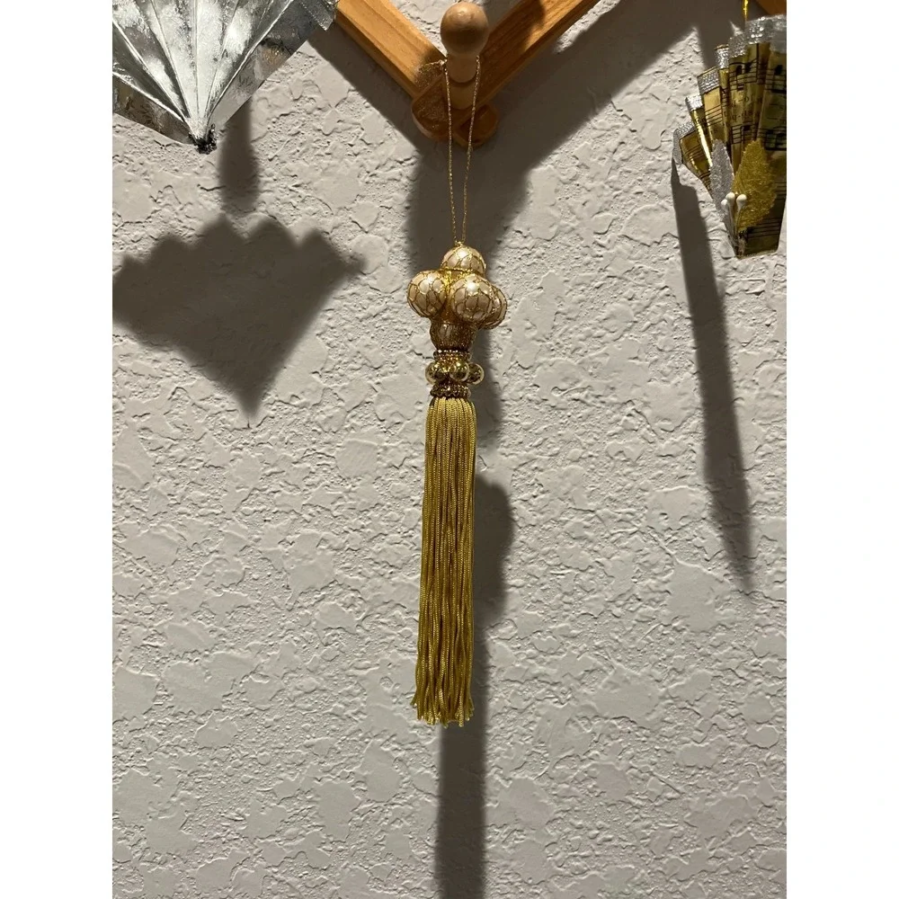 Mixed Lot of Vintage Gold & Silver Ornaments - Angel, Fans, Tassels & Heart